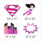 Super Girl Theme Birthday Party Cutouts