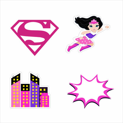 Super Girl Theme Birthday Party Cutouts