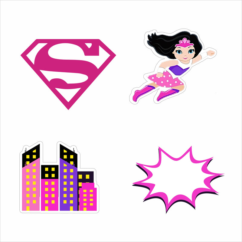 Super Girl Theme Birthday Party Cutouts