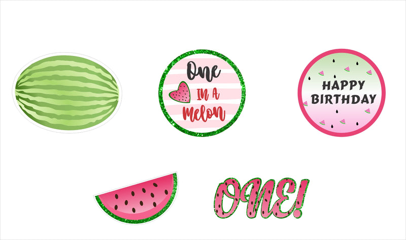 One In A Melon Theme Birthday Party Cutouts 