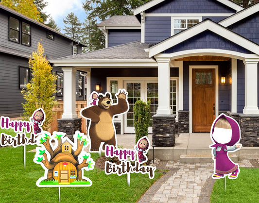 Masha and The Bear Theme Birthday Party Cutouts