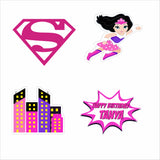 Super Girl Theme Birthday Party Cutouts