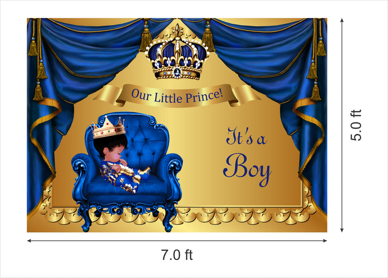 Personalize Crown Prince Birthday Party Backdrop Banner