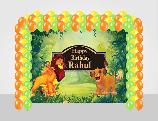 The Lion King Theme Birthday Party Decoration kit with Backdrop & Balloons
