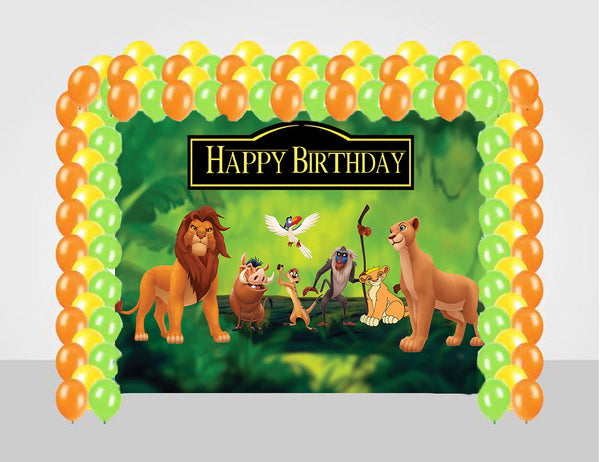 The Lion King Theme Birthday Party Decoration kit with Backdrop & Balloons