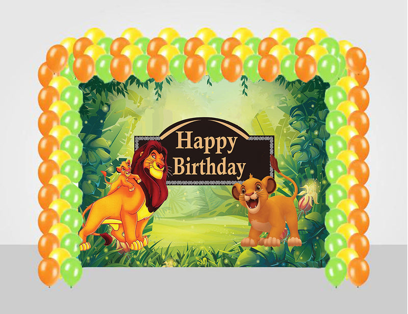 The Lion King Theme Birthday Party Decoration kit with Backdrop & Balloons