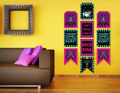 Rockstar Theme Birthday Party Paper Door Banner for Wall Decoration 