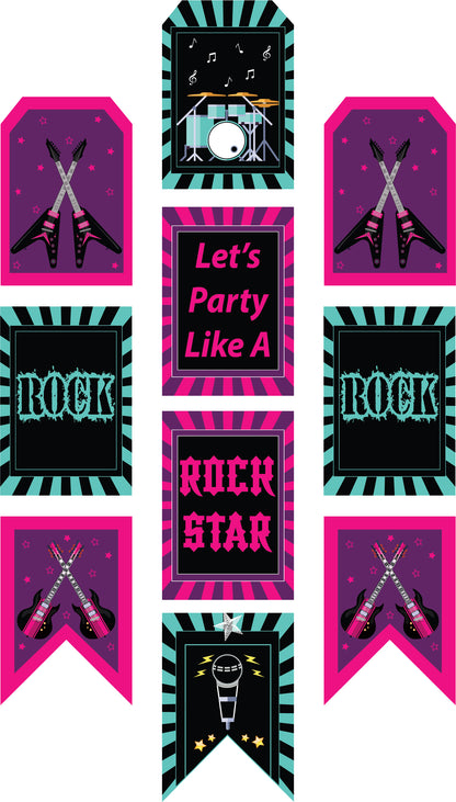 Rockstar Theme Birthday Party Paper Door Banner for Wall Decoration 