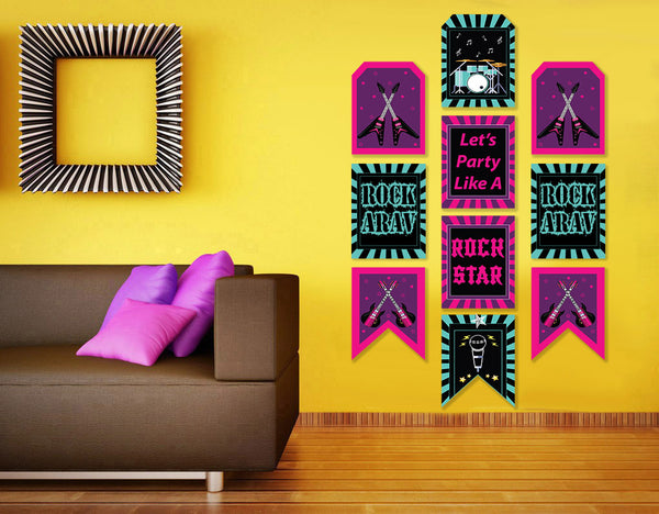 Rockstar Theme Birthday Party Paper Door Banner for Wall Decoration 