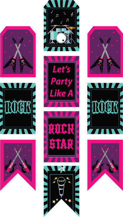 Rockstar Theme Birthday Party Paper Door Banner for Wall Decoration 