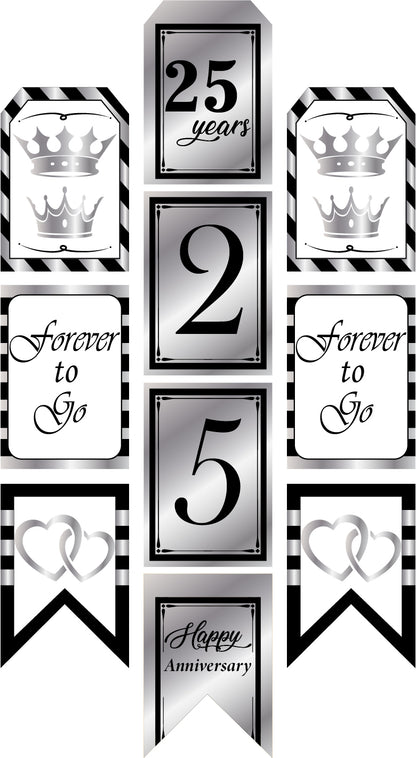 25th Anniversary Party Paper Door Banner for Wall Decoration 