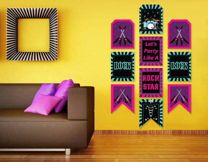 Rockstar Theme Birthday Party Paper Door Banner for Wall Decoration 