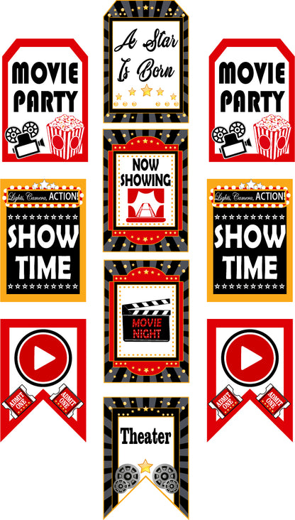 Movie Night Theme Paper Door Banner for Wall Decoration