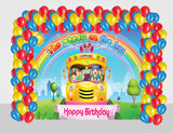 Wheels on the Bus Theme Birthday Party Decoration kit with Backdrop & Balloons