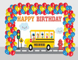 Wheels on the Bus Theme Birthday Party Decoration kit with Backdrop & Balloons