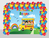 Wheels on the Bus Theme Birthday Party Decoration kit with Backdrop & Balloons