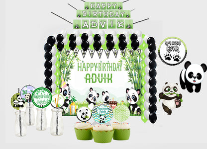 Panda Theme Birthday Party Combo Kit with Backdrop & Decorations