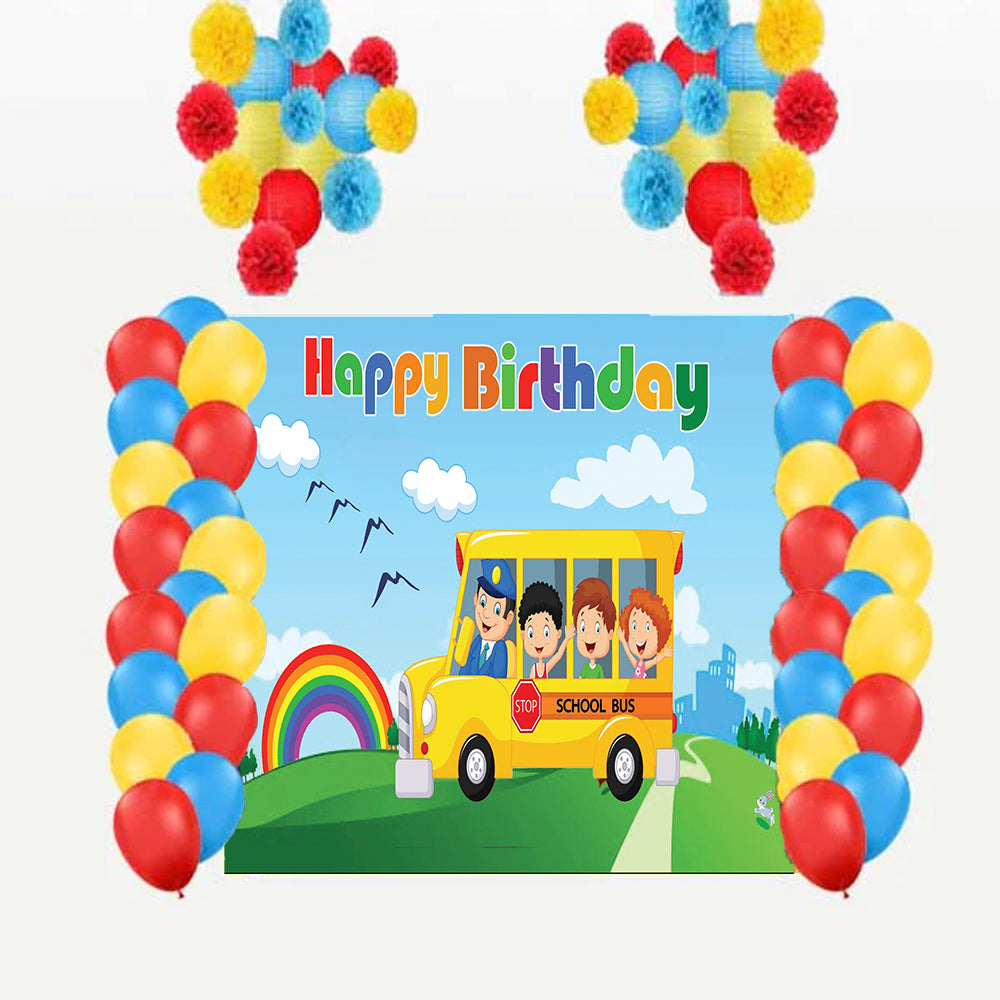 Wheels on the Bus Theme Birthday Party Complete Decoration Kit