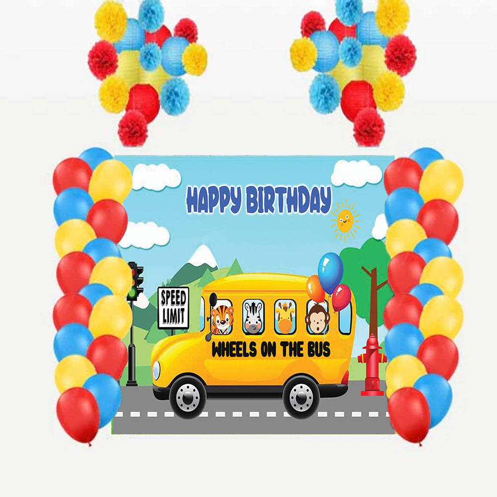 Wheels on the Bus Theme Birthday Party Complete Decoration Kit