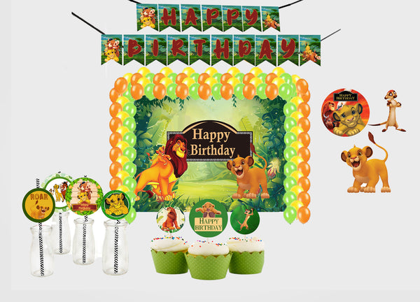 The Lion King Theme Birthday Party Combo Kit with Backdrop & Decorations