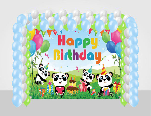 Panda Theme Birthday Party Decoration kit with Backdrop & Balloons