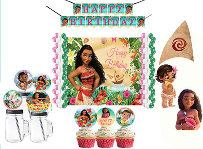 Moana Theme Birthday Party Combo Kit with Backdrop & Decorations