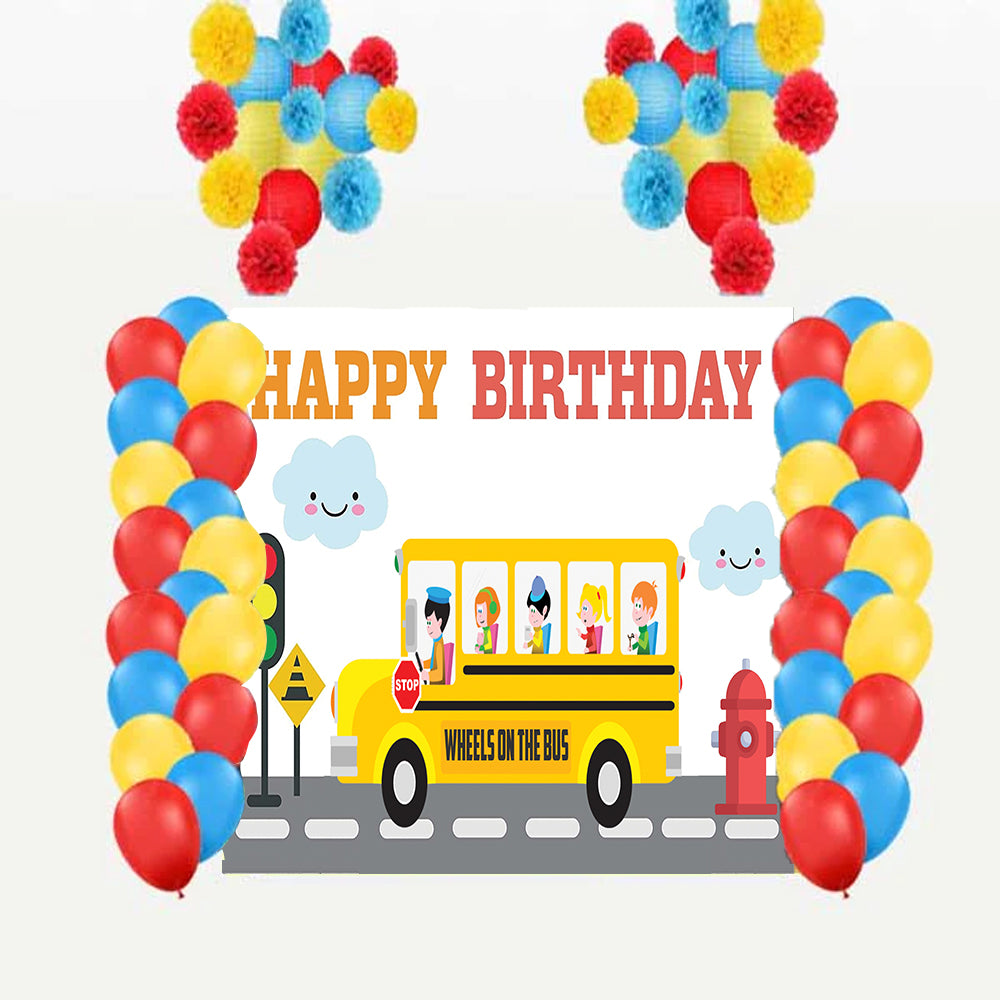Wheels on the Bus Theme Birthday Party Complete Decoration Kit