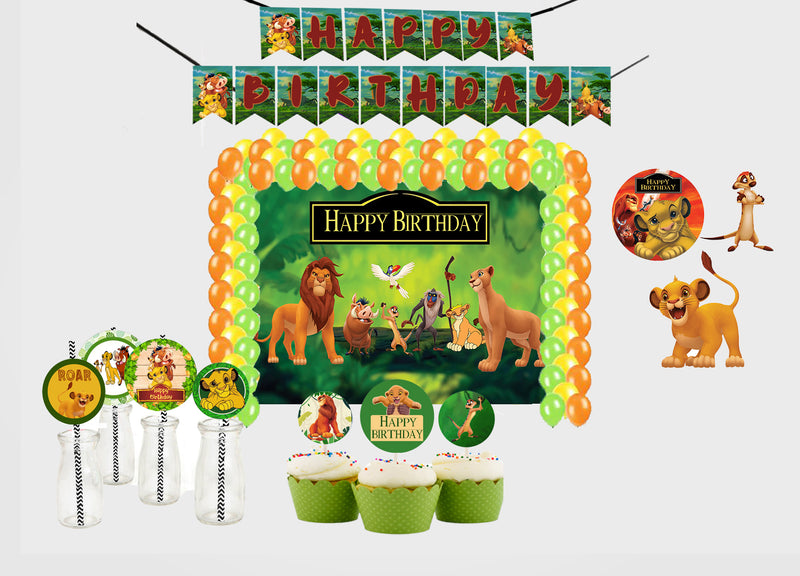 The Lion King Theme Birthday Party Combo Kit with Backdrop & Decorations