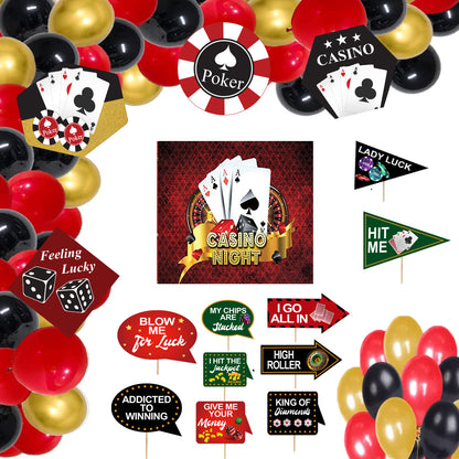 Casino Party Decorations Complete Set -Backdrop & Decorations