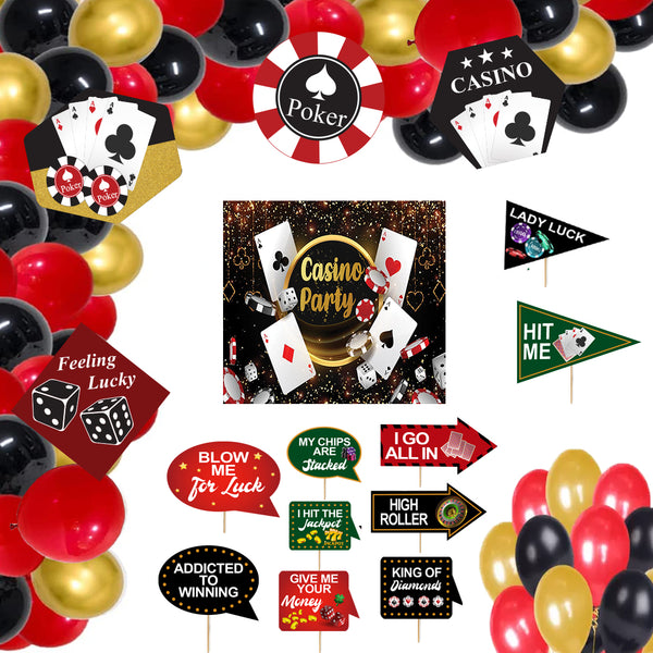 Casino Party Decorations Complete Set -Backdrop & Decorations