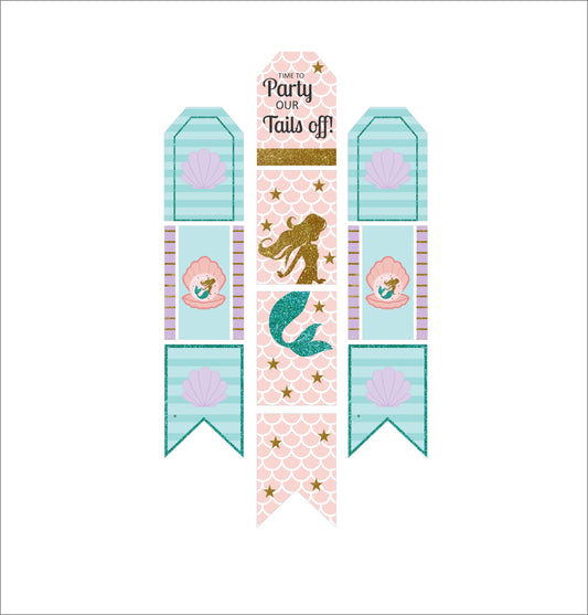 Mermaid Theme Birthday Paper Door Banner for Wall Decoration