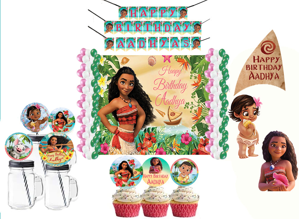 Moana Theme Birthday Party Combo Kit with Backdrop & Decorations