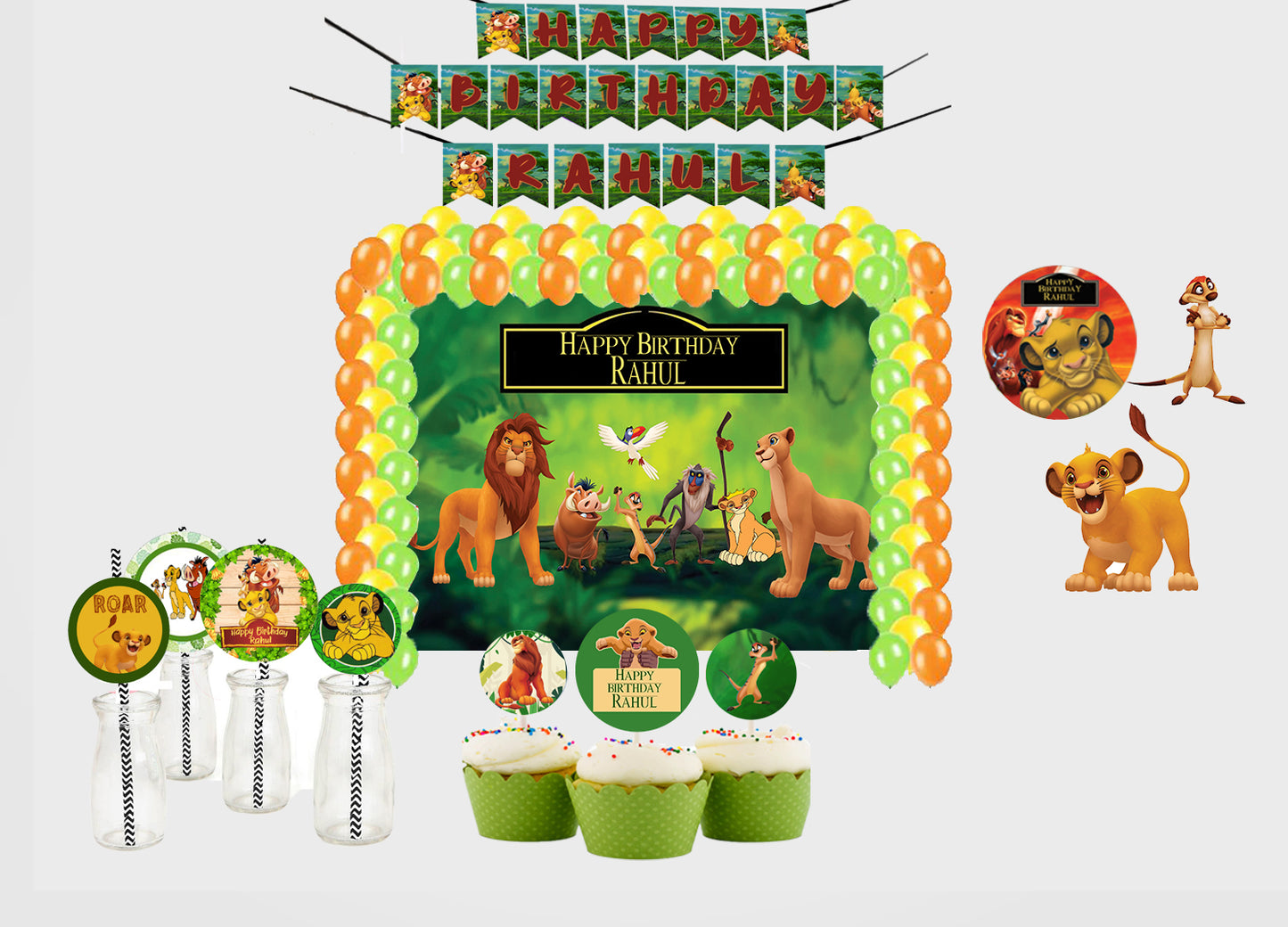 The Lion King Theme Birthday Party Combo Kit with Backdrop & Decorations