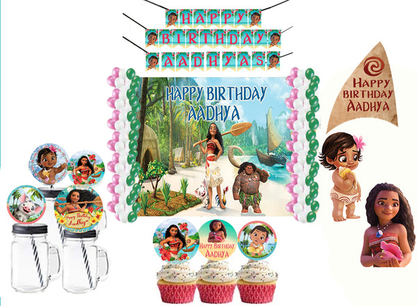 Moana Theme Birthday Party Combo Kit with Backdrop & Decorations