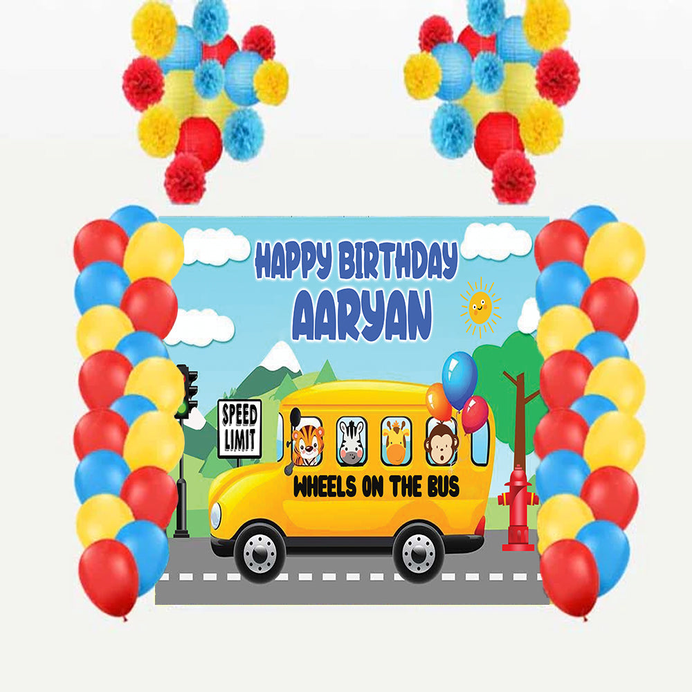 Wheels on the Bus Theme Birthday Party Complete Decoration Kit