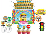 Wheels on the Bus Theme Birthday Party Combo Kit with Backdrop & Decorations
