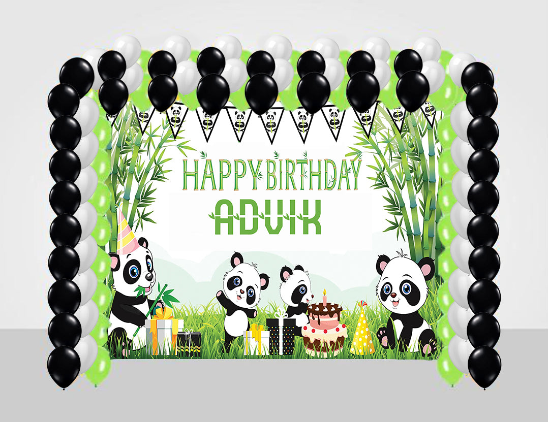 Panda Theme Birthday Party Decoration kit with Backdrop & Balloons