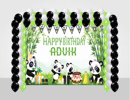 Panda Theme Birthday Party Decoration kit with Backdrop & Balloons
