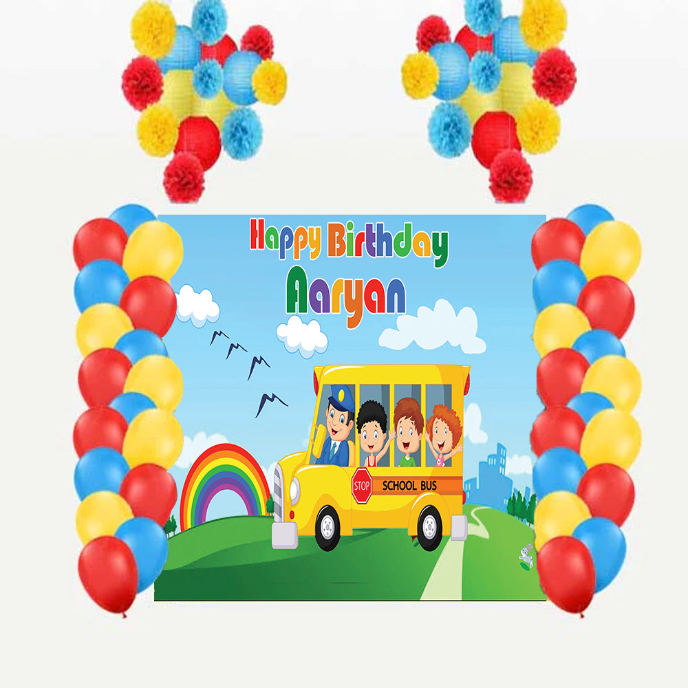 Wheels on the Bus Theme Birthday Party Complete Decoration Kit