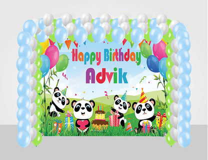 Panda Theme Birthday Party Decoration kit with Backdrop & Balloons