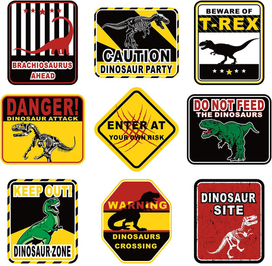 9 Pieces Dinosaur Party Decorations Be Ware of Dinosaur Theme Party Wall Decor Dinosaur Party Signs for Kids Birthday Party Jurassic Party Decoration Supplies