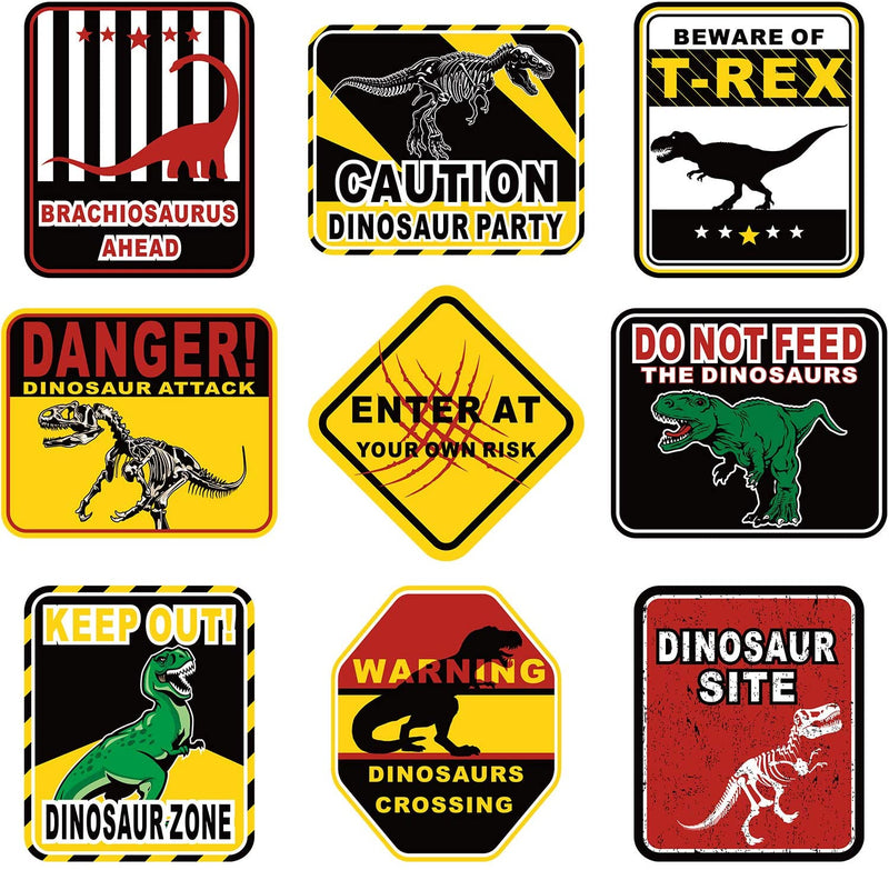 9 Pieces Dinosaur Party Decorations Be Ware of Dinosaur Theme Party Wall Decor Dinosaur Party Signs for Kids Birthday Party Jurassic Party Decoration Supplies