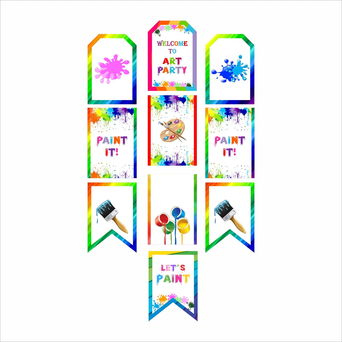 Art and Paint Theme Birthday Paper Door Banner for Wall Decoration
