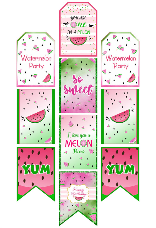 One In A Melon Theme Birthday Paper Door Banner for Wall Decoration 