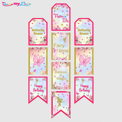 Butterflies & Fairies Theme Birthday Party Banner for Decoration