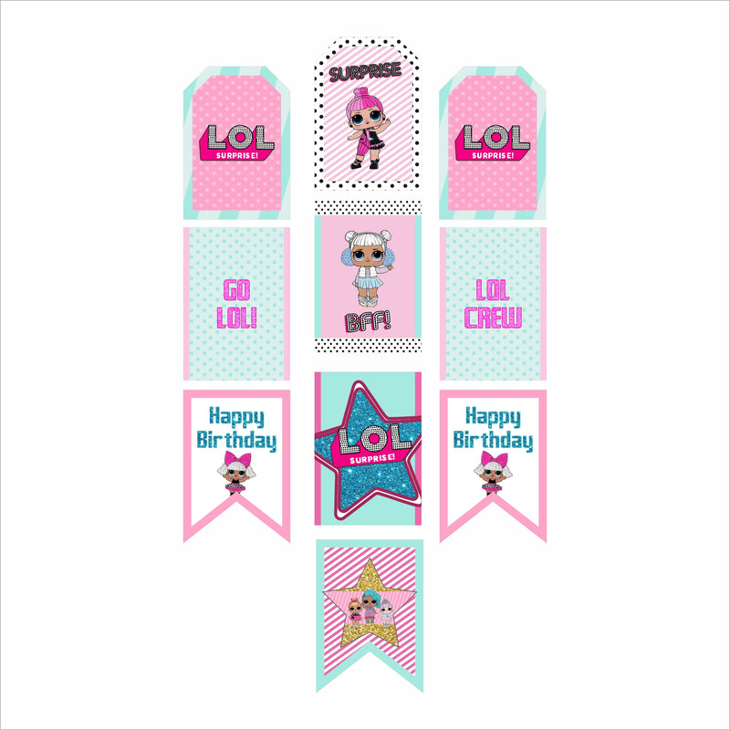 LOL Party Theme Birthday Paper Door Banner for Wall Decoration