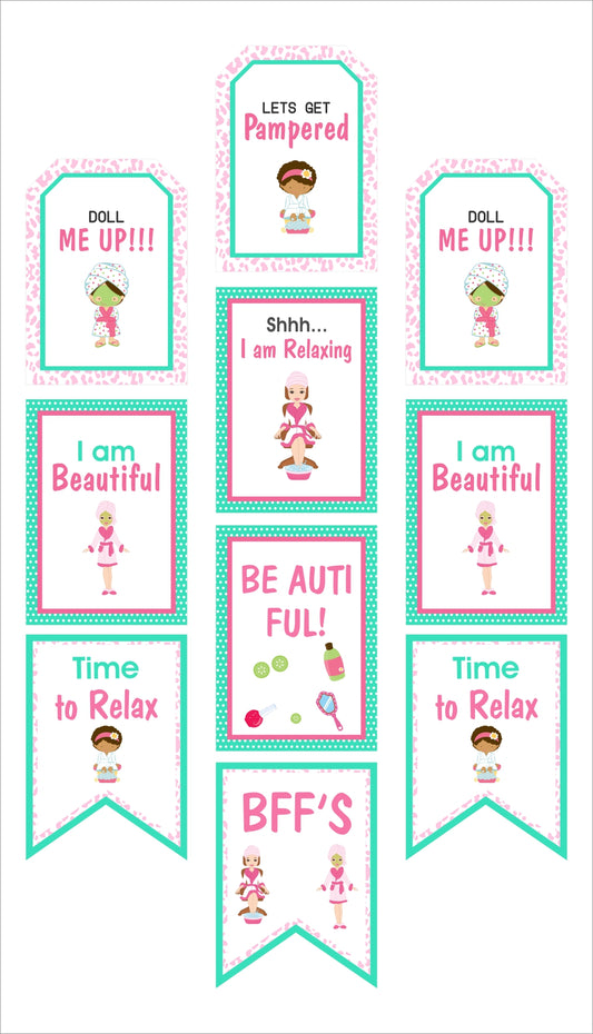Spa Theme Birthday Party Paper Door Banner for Wall Decoration