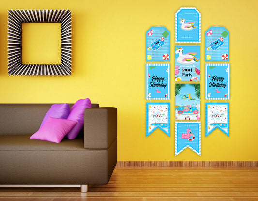 Pool Party Birthday Paper Door Banner for Wall Decoration 