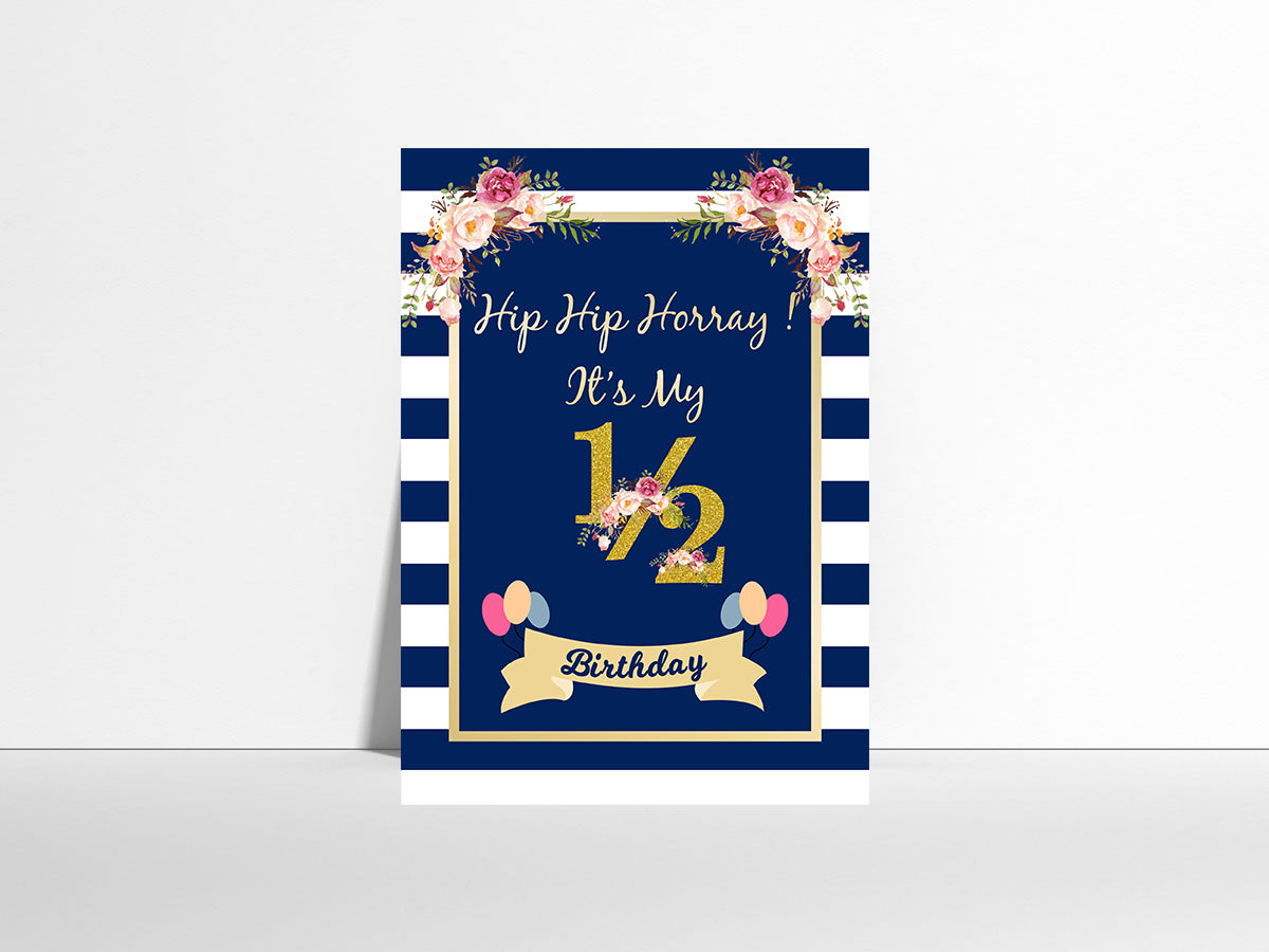 Half Birthday Poster Decoration /Photo Prop-Blue