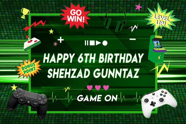 Personalize Game Birthday Backdrop Banner